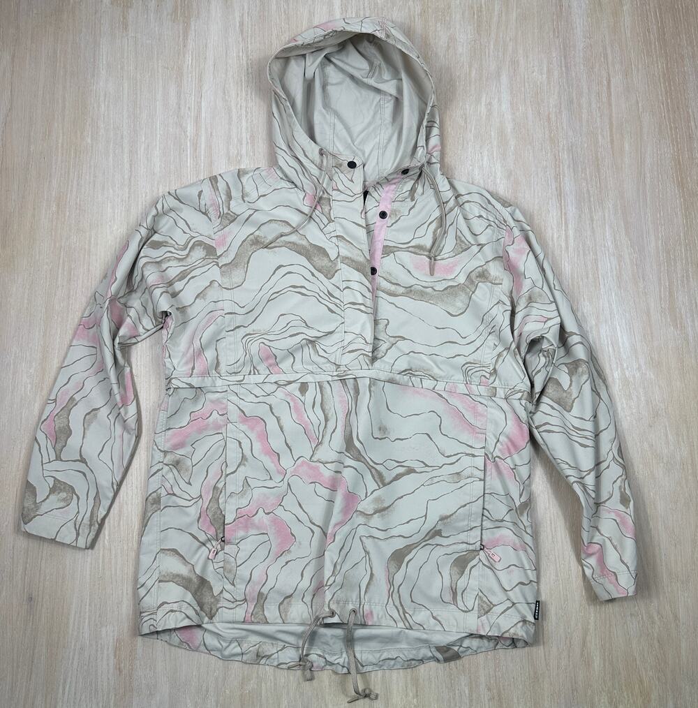 REI Co-op Hooded Anorak Pullover Jacket Womens Large Topographic Print Outdoor L